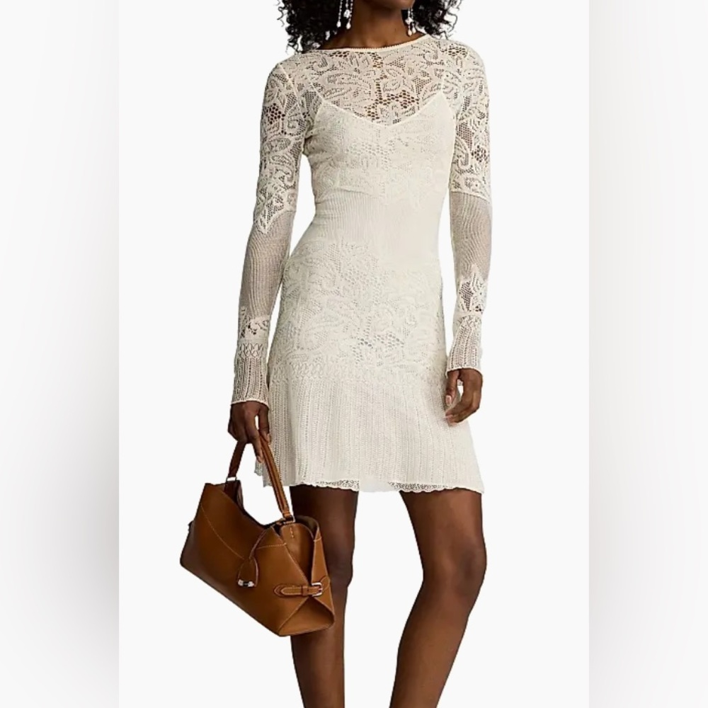 Ralph Lauren Cream Lace Long Sleeve Dress